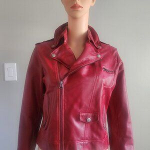 JKT nyc Soft Leather Jacket, Size: Small.  Red